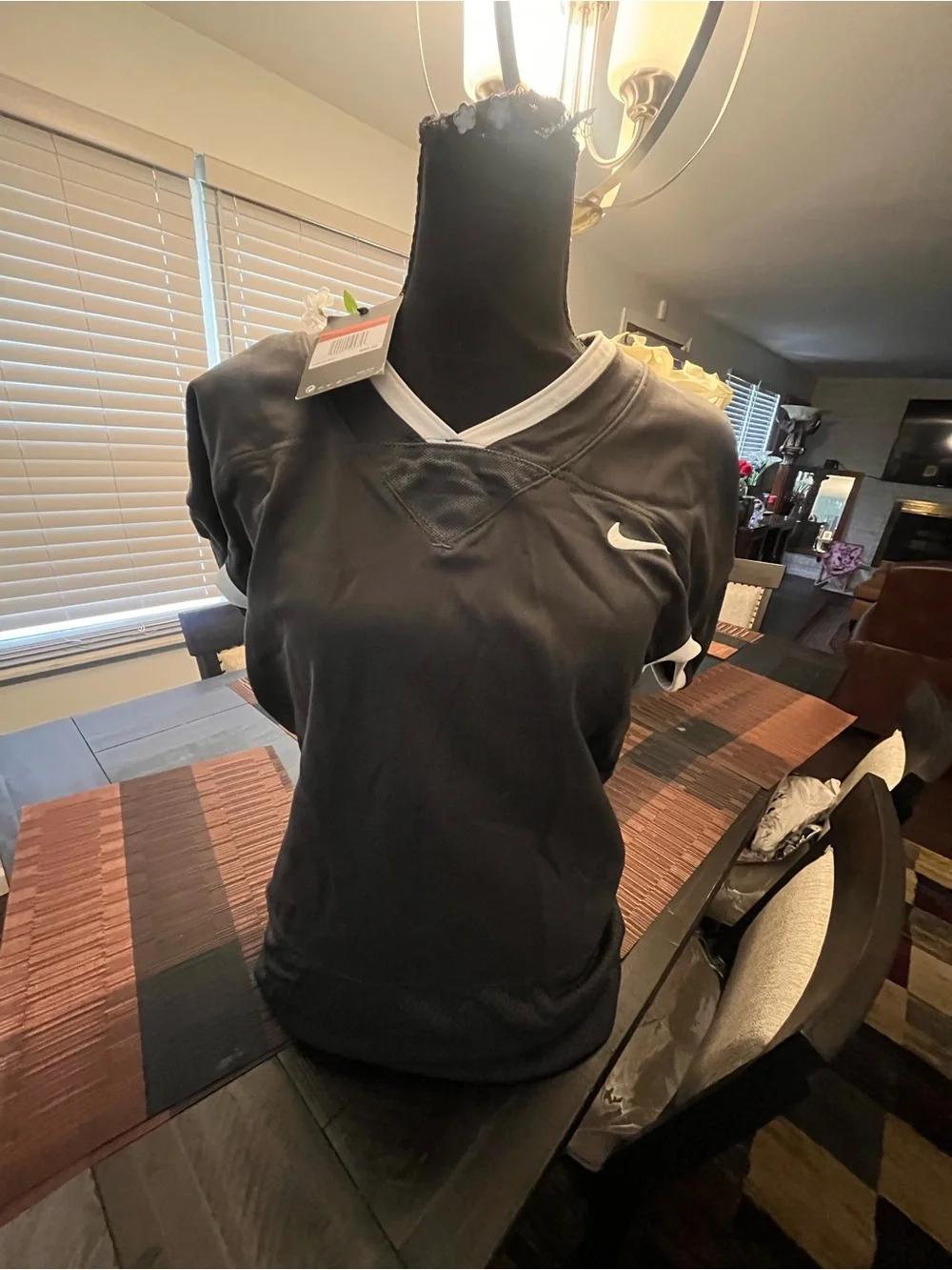 Nike Women’s  or Men Black V-Neck Athletic Jersey with White Trim